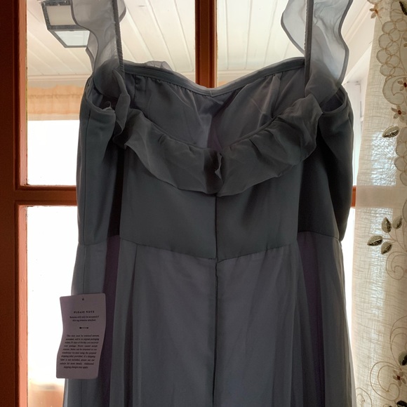 Anthropology BHLDN soft grey elegant  Chiffon dress NWT S 16 - Picture 13 of 16